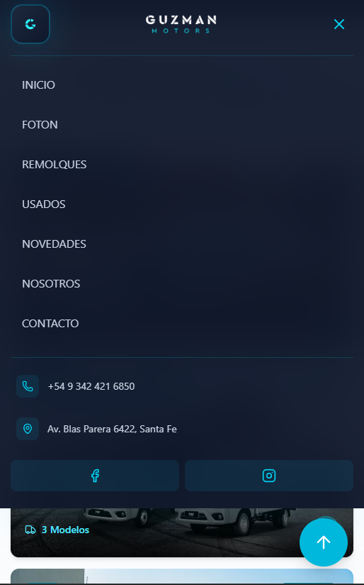Página de modelo en mobile